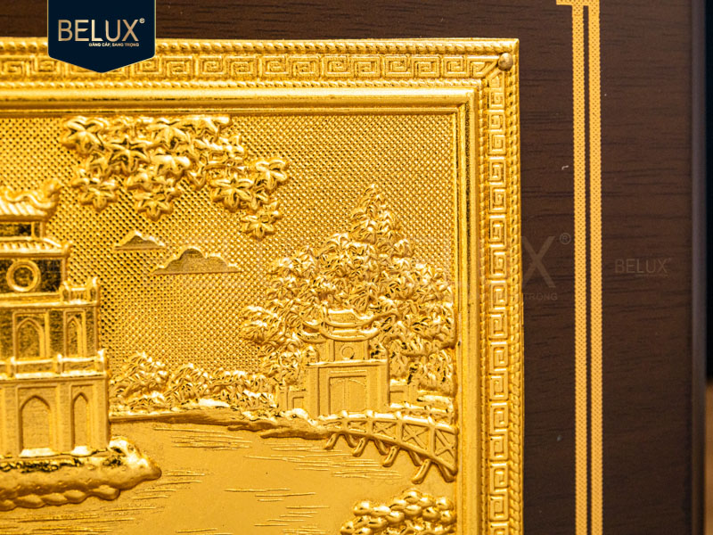 Tranh Tháp Rùa mạ vàng 24k 22x17cm